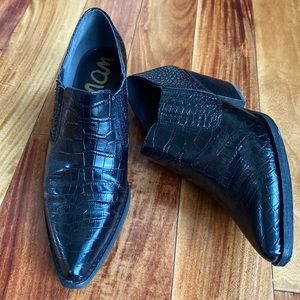 Women Sam Edelman Walton Embossed Croc Ankle Booties, Shoes